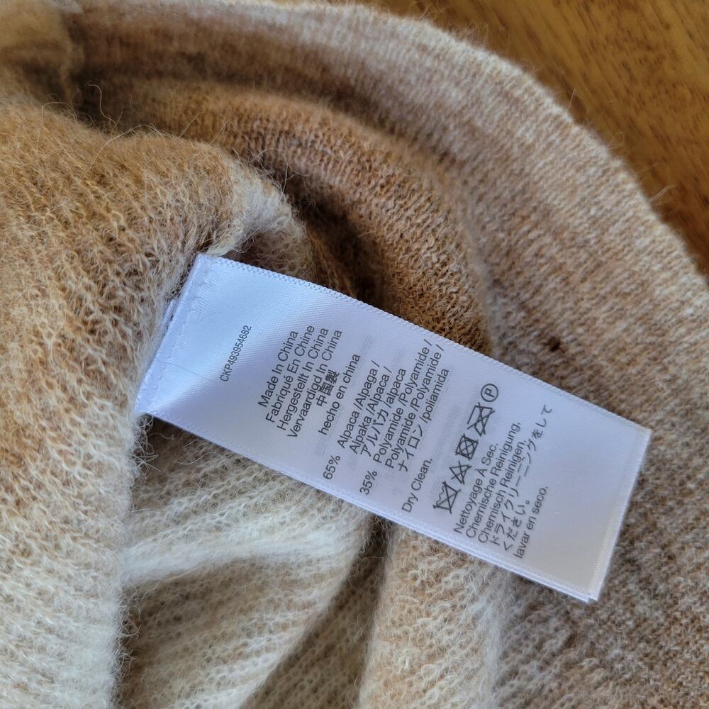 Madewell Alpaca Blend Sweater Womens Large Beige Spacedye Fawn V Neck - Picture 8 of 10